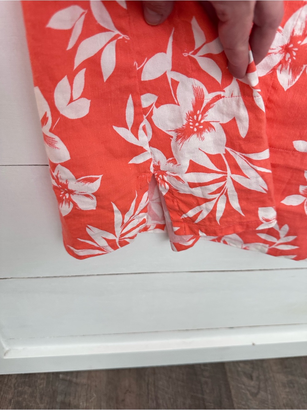 Tommy Bahama XS orange-white tropical floral linen button down sleeveless dress - Picture 8 of 12